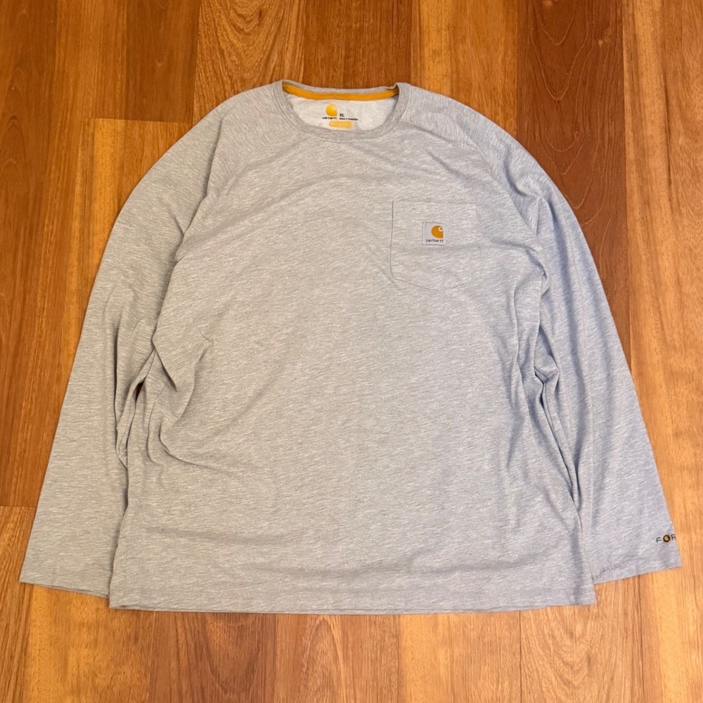 Carhartt Gray Relaxed Fit Thin Long Sleeve Pocket T-Shirt Size XL